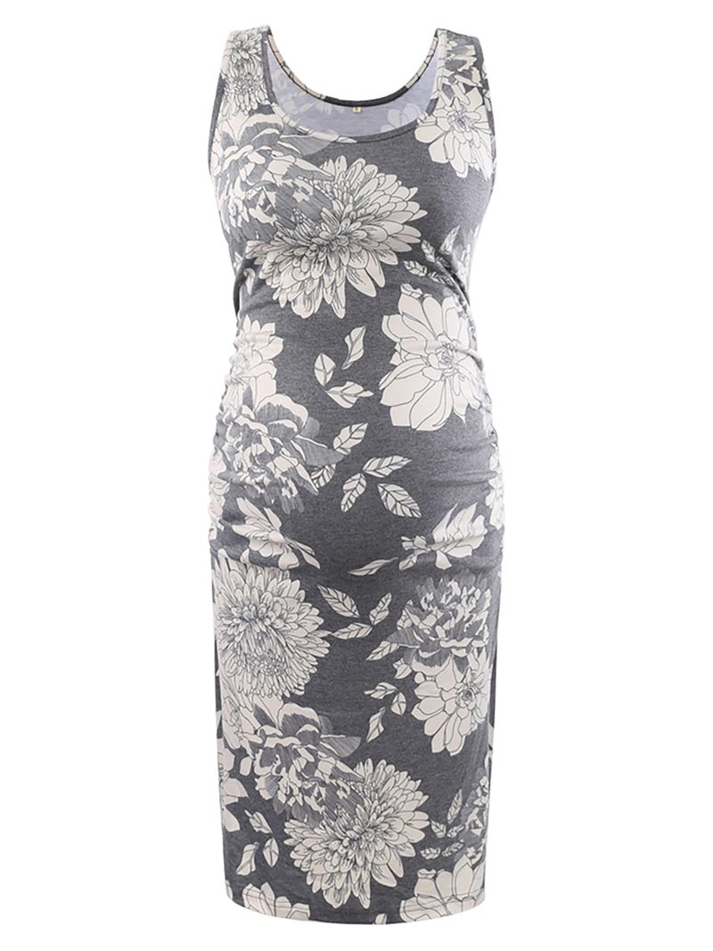 Liu & Qu Women's Maternity Sleeveless Tank Dresses Side Ruching Bodycon Dress for Daily Wearing or Baby Shower - Image 3